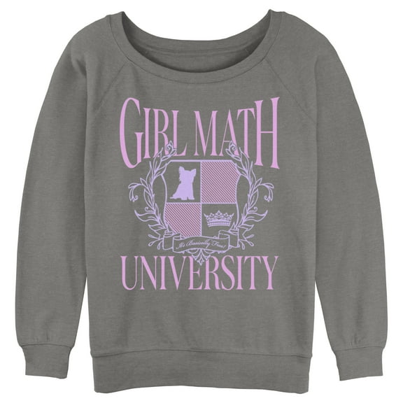 Junior's Lost Gods Girl Math University  Sweatshirt Gray Heather Large
