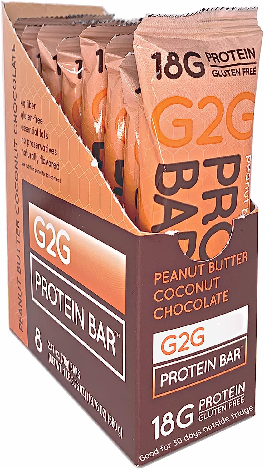 G2G Protein Bar, Peanut Butter Coconut Chocolate, Real Food