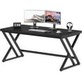 thumbnail image 4 of LVB Black Computer Desk, Modern Gaming PC Writing Desk for Home Office, Metal Computer Study Work Table for Bedroom,  Executive Student Simple Workstation Desk, 55 in, Black Oak, 4 of 18