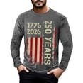 thumbnail image 3 of 250Th Anniversary Usa Anniversary Graphic T Shirt Commemorative Print Casual Long Sleeve Mens Graphic Tees Grey XL, 3 of 5