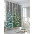 thumbnail image 3 of Green Christmas Tree Shower Curtain Set ，Waterproof Fabric Shower Curtains Xmas Pine Trees Winter Snowflakes Grey Shower Curtains for Bathroom,Bathroom Decor 54x"78", 3 of 6