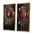 thumbnail image 3 of Designart "Dripping Red Paint on a Rose I" Rose Framed Wall Art Set Of 2 - Red Floral Frame Gallery Set For Office Decor, 3 of 7