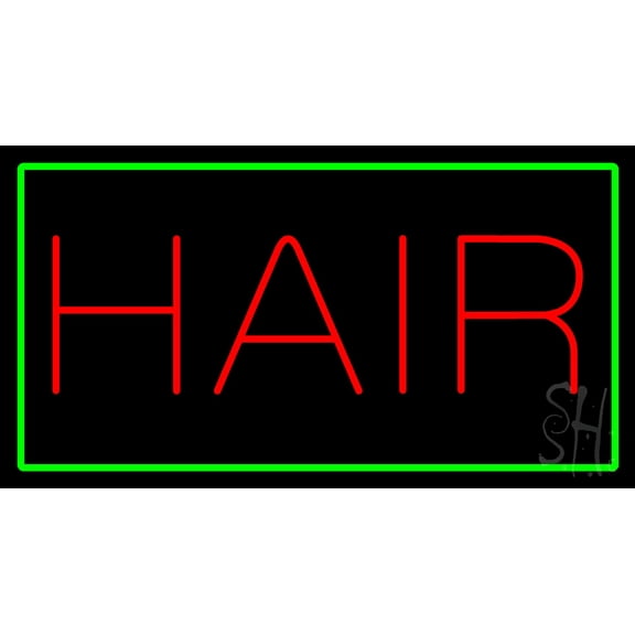 Red Hair with Green Border LED Neon Sign 13 x 24 - inches, Black Square Cut Acrylic Backing, with Dimmer - Bright and Premium built indoor LED Neon Sign for Defence Force.