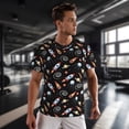 thumbnail image 3 of Wukai Space Rocket Print Men's Short-Sleeved Mesh T-Shirt,Quick-Dry Short Sleeve Workout T-Shirt-, 3 of 8