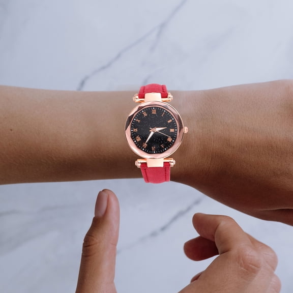 UPOUART Stylish Red Women Wrist Watch Lightweight Adjustable Fashionable Timepiece for Any Occasion