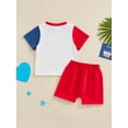 thumbnail image 4 of Suealasg Kids Toddler Boys 4th of July Clothes Baby Boys Independence Day Outfits Cartoon Print Crew Neck Short Sleeve T-Shirts Tops and Shorts 2Pcs Summer Clothing 0-3T, 4 of 9