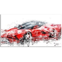 Design Art Sleek Red Sports Car, 32" x 16"
