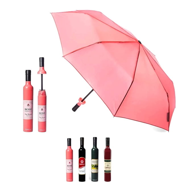 VINRELLA Portable Wine Bottle Umbrella - Waterproof, Windproof, UV Blocker for Sun Protection, Fun Gift, Compact Travel Umbrella