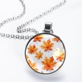 thumbnail image 2 of Maple leaves Glass Circular Pendant Necklace - Stylish Womens Necklaces ?, 2 of 5