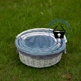 thumbnail image 4 of Traditional White Round Willow Gift Basket with Blue and White Gingham Liner and Sturdy Foldable Handles, Food Snacks Storage Basket, Set of 3, 4 of 7