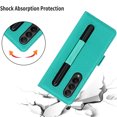 thumbnail image 5 of Allytech for Galaxy Z Fold 3 Cover for Samsung Galaxy Z Fold 3 5G(2021), Genuine Leather Magnetic Flip Stand Wallet Card Slots Case wtih S Pen Holder Pocket Cover for Galaxy Z Fold 3 2021, Green, 5 of 8