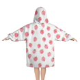 thumbnail image 2 of Red Strawberry Plants Fruit Pink Pattern Blanket Hoodies for Kids 6-13YR Oversize Wearable Blanket Hoodies for Boys Girls Teens, 2 of 7