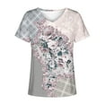 thumbnail image 4 of SMihono Hauts pour Femmes Été Chic Décontracté Femmes Été Blouse Imprimée T-Shirts Décontractés Col en V Manches Courtes T-Shirts Hauts T-Shirt Oversize pour Femmes, 4 of 5