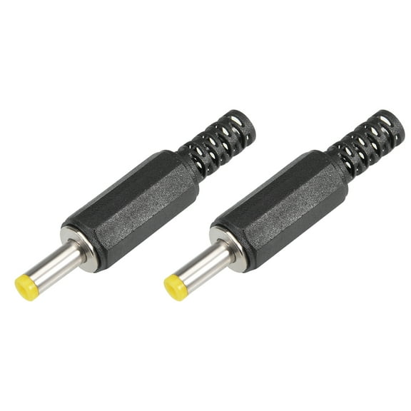 2Pcs DC Male Connector 4.0mm x 1.7mm Power Cable Jack Adapter Black