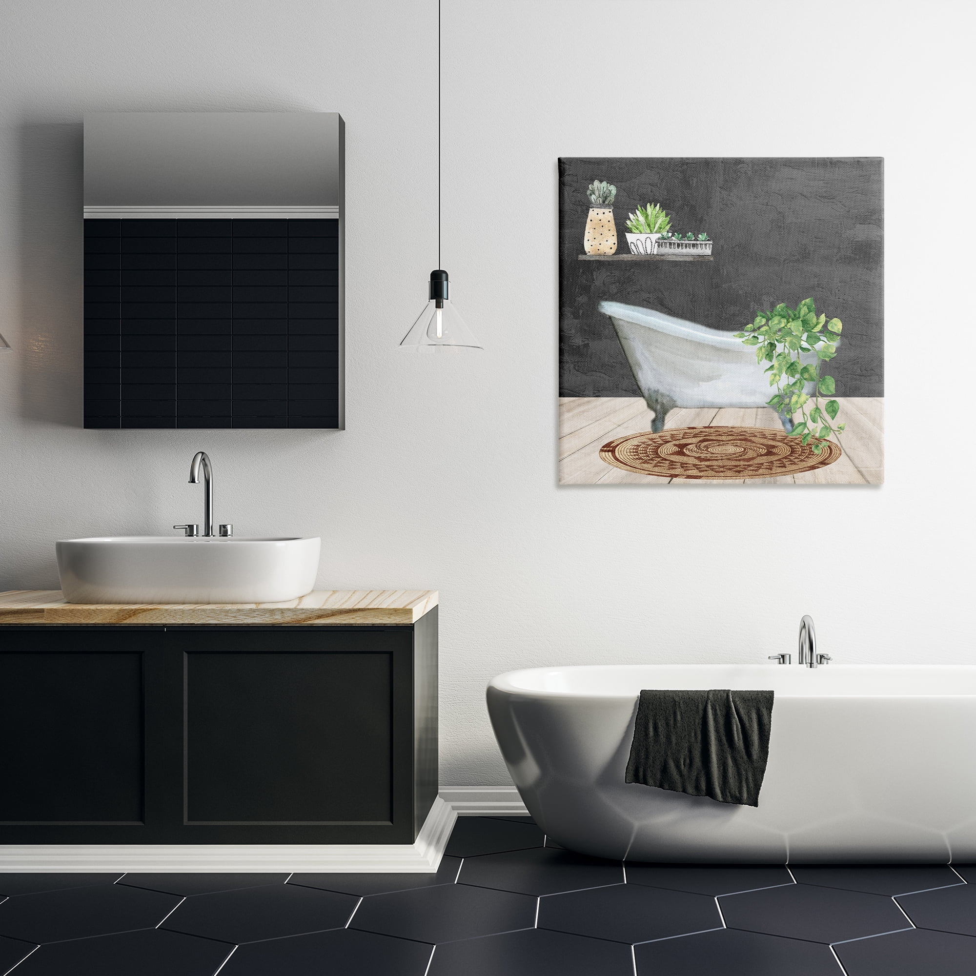 Stupell Industries Botanical Bathtub Scene Bath & Laundry Painting Wrapped Canvas Art Print Wall Art, 30 x 30