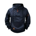 thumbnail image 1 of Ceisia Men's Solid Color Raglan Half-Zip Multi-Pocket Hooded Sweatshirt Navy L Gifts, 1 of 8