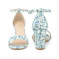 thumbnail image 2 of BLISSFUL STEP Women's Shoes Floral Printed Chunky Heel Ankle Strap Open Toe Block Heel Dress Sandals Blue 5.5, 2 of 6