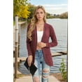 thumbnail image 2 of JWD Women's Cardigan Soft and Comfortable Pocket Top Fan-Shaped Hem Knitted Sweater Long Sleeved Coat Wine Red M, 2 of 6