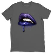 Dripping Lips T Shirt Jordan 12 Dark Concord Sneakers Matching Outfit - AJ12 Top (Cool Grey / 3X-Large)