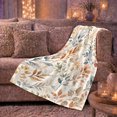 thumbnail image 6 of Watercolor Autumn Leaves Pumpkins Mantel Scene, Peaceful Pet Portrait Pattern, Warm Flannel Blanket for Living Room and Reading Nook, Cat Lovers Thanksgiving Gift, Pet Lover Home Decor, 6 of 9