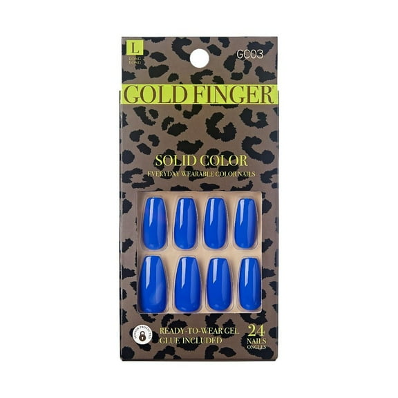 Gold Finger Solid Color Nails - Medium Blue