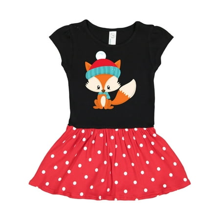 

Inktastic Cute Fox Fox With Hat And Scarf Orange Fox Gift Toddler Girl Dress