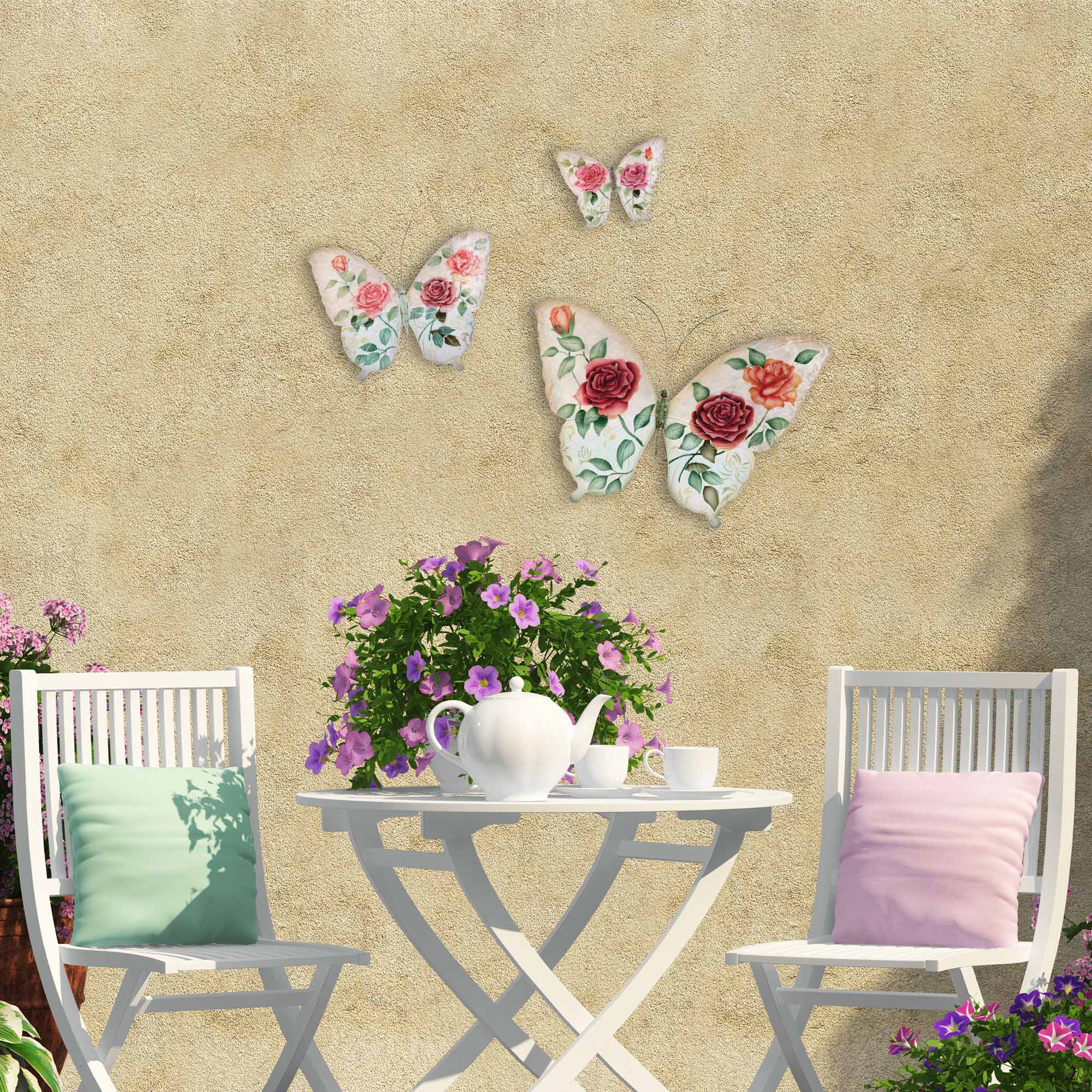 Eangee Butterfly Wall Decor White And Pink Set Of Three