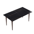 thumbnail image 6 of Magic Home 63" Light Luxury Sintered Stone Dining Table with Carbon Steel Legs,Dining Table for 6 Person with Slate Rectangular Tabletop for Dining Room, Black Tabletop with Moran Purple Legs, 6 of 6