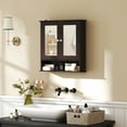 thumbnail image 2 of kleankin Medicine Cabinet, Wall-Mounted Bathroom Mirror Cabinet, Dark Brown, 2 of 10