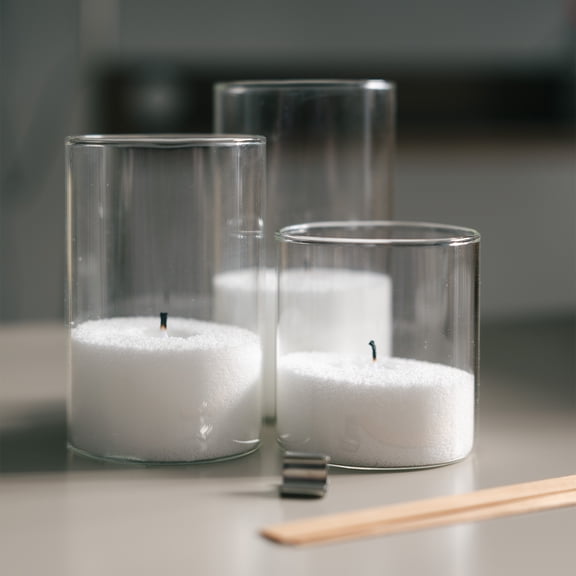 Pizens White Pearl Candle Wax 18 Oz. Vanilla Scent, 50 Cotton Wicks   2 Wood Wicks, DIY Candle Making Supplies