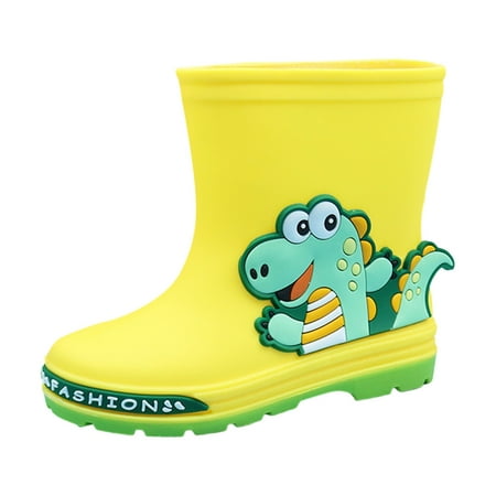 

Entyinea Girls Rain Boots Kids Waterproof Printed Rain Boot Yellow 27
