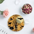 thumbnail image 4 of RYLABLUE Happy Halloween Owl and Black Cat and Tree Silhouette Set of 8 Round Coaster for Drinks, Absorbent Ceramic Stone Coasters Cup Mat with Cork Base for Home Kitchen Room Coffee Table Bar Decor, 4 of 5