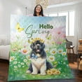 thumbnail image 2 of Newfoundland Hello Spring Time Flower Floral Nature Quilt Blanket Newfie Dog Lover Gifts Cozy Comforter Throw Blanket - 02031, 2 of 5