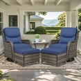 thumbnail image 6 of Opohoro 5-Piece Patio Conversation Set with Swivel Chairs, Ottomans and Side Table, Deep Seat Wicker Outdoor Seating for Porch, 6 of 10