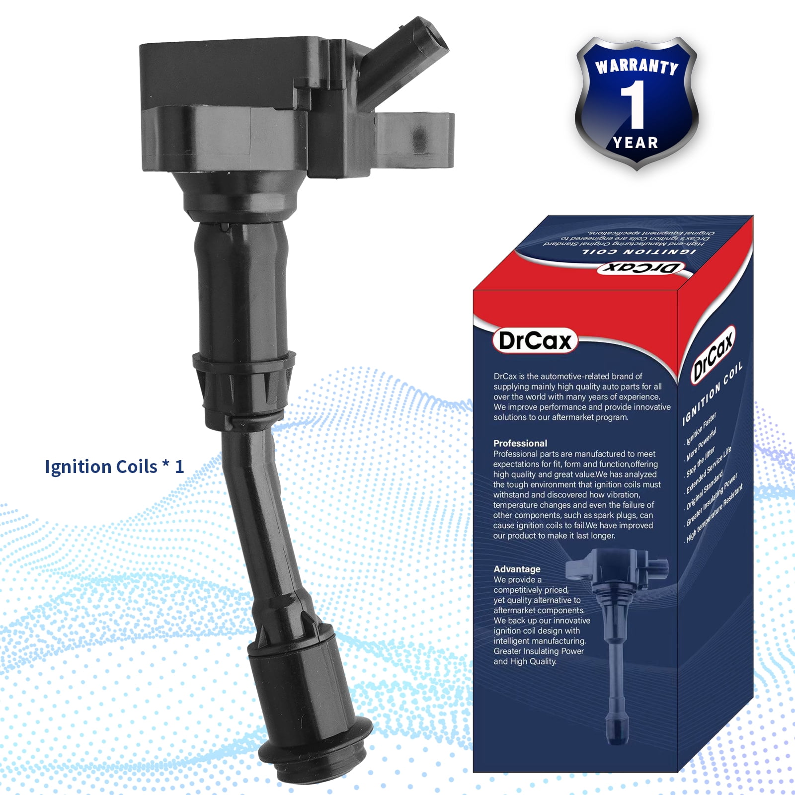 DrCax OEM Ignition Coil UF735 DS7Z-12029-B Compatible with Ford 2014 2015 2016 2017 2018 2019 Fusion and Escape Replaces C1848 DG552 DG554 GN10645 1.5L L4 - 1 Pack