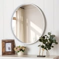 thumbnail image 2 of Magnifique Round Mirror for Bathroom with Wood Frame 28", White, 2 of 7