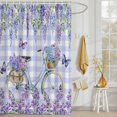 thumbnail image 3 of Shower Curtain Purple Flowers Shower Curtains for Bathroom Decor, Waterproof Polyester Shower Curtain Set with Hooks, Small Stall Size 36" x 72" Spring Floral Butterfly, 3 of 9