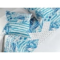 thumbnail image 2 of Leafy Design Bed Runner Set, Tropical Feels Winter Colors Exotic Leaves with Geometric Squares and Dots, Decorative Bedding Scarf & 2 Pillow Shams for Hotels Homes, Queen, Sea Blue White, by Ambesonne, 2 of 3