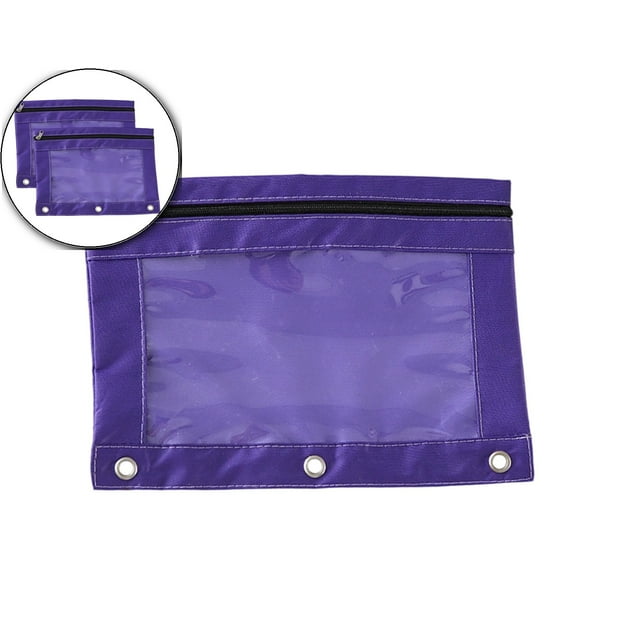 Dvruxg 2 Pcs Trousse à Crayons, Trousse à Crayons Trois Trous Fermeture Éclair Simple Sac de Rangement Transparent en PVC, Grande Capacité Trousse à Crayons avec Fermeture Éclair Classeur Transparent