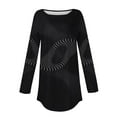 thumbnail image 5 of Jewelreauty Womens Round Neck Long Sleeve Shirts Casual Print Pullover Loose Tops Plus Size Tunic T-Shirts (L, Black-A), 5 of 6