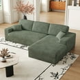 thumbnail image 4 of 114.5" Modular Sectional Sofa with Chaise, L-Shaped Cloud Couch with 26-inch Deep Seat, Oversized 3-Seater Corduroy Couches for Living Room, Green, 4 of 9