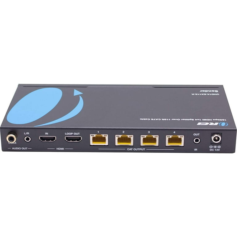 1x4 HDMI Extender Splitter 1080p Over Cat5e/Cat6 Ethernet Cable with  Loopout - Up to 50m/165ft 