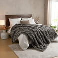 thumbnail image 3 of Cozylore Luxury Faux Fur Throw Blanket for Bed Super Thick Warm Long Fluff Fuzzy Blankets for Bedroom Living Room, 90" x 108", Gray, 3 of 7