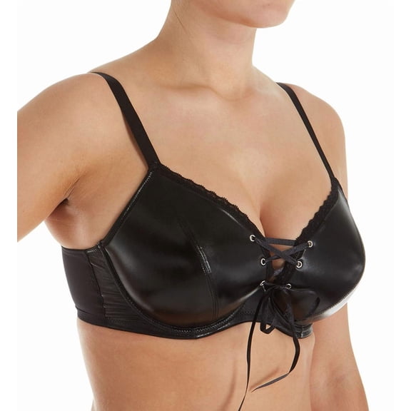 Women's Pour Moi 12400 Contradiction Scandal Lace Up Padded Bra (Black 32C)