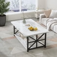 thumbnail image 3 of Coffee table, modern coffee table with storage shelf, marble coffee table for living room, center table, coffee table, white, 3 of 7