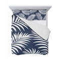 thumbnail image 7 of Quilts King Size Bedding Set, Navy Blue Palm Leaf Lightweight Quilted Comforter, Summer Coastal Botanical Tropical Soft Reversible Bedspread Coverlet with Pillow Covers for All Season, 96" x 106", 7 of 7