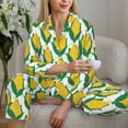 thumbnail image 6 of Pofeuu Corn Cob Print Womens Pajamas Set Long Sleeve Sleepwear Button Down Nightwear Soft Pj Lounge Sets Button Down Pajamas Women-Medium, 6 of 7
