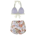thumbnail image 3 of Womens Two Piece Swimsuits Halter Neck Top High Waisted Bathing Suits Tummy Control Bikini Swimwear, 3 of 4