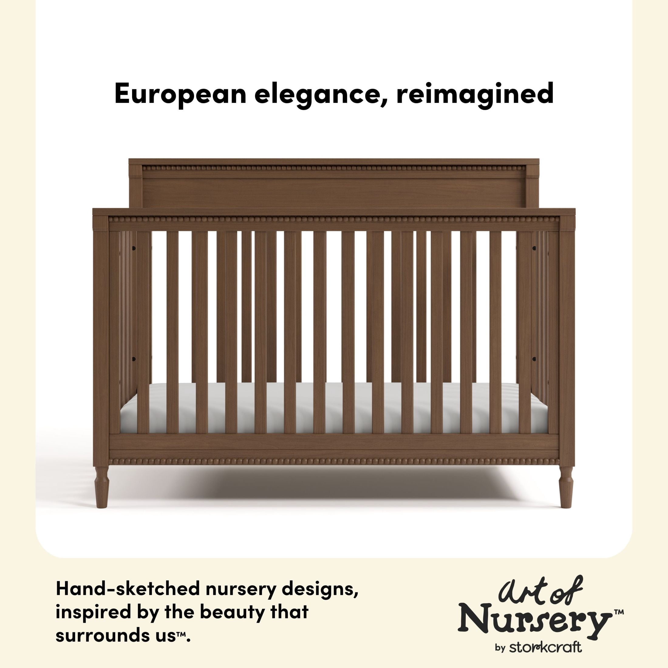 Storkcraft Valencia 5-in-1 Convertible Crib with Bonus Toddler Guardrail, Hazelnut
