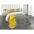 thumbnail image 3 of Ambesonne Yellow Quilted Bedspread Set 3 Pcs, Vintage Wooden Board, Queen Size, Yellow Grey, 3 of 5
